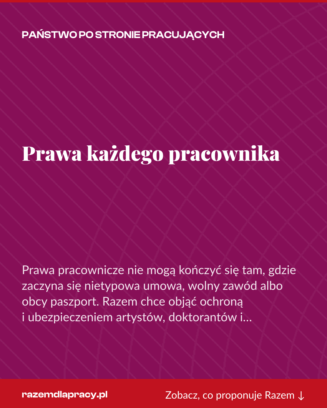 Grafika pionowa do udostępnienia: Prawa każdego pracownika