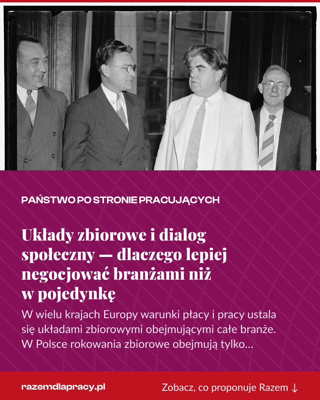 Grafika pionowa do udostępnienia: Układy zbiorowe i dialog społeczny — dlaczego lepiej negocjować branżami niż w pojedynkę
