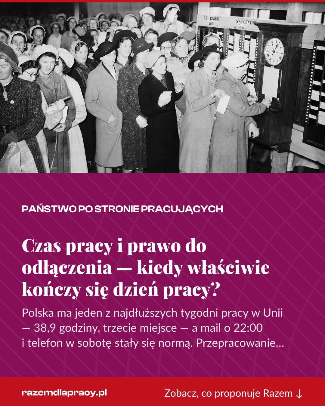 Grafika pionowa do udostępnienia: Czas pracy i prawo do odłączenia — kiedy właściwie kończy się dzień pracy?
